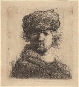 Ağır Kürk Şapkalı Otoportre by Rembrandt van Rijn
