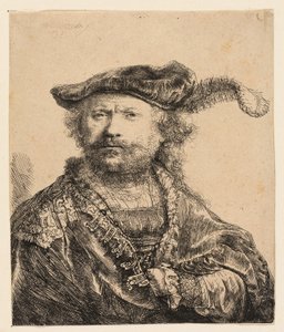 Tüylü Kadife Şapkalı Otoportre by Rembrandt van Rijn