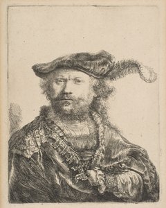 Tüylü Kadife Şapkalı Otoportre, 1638. by Rembrandt van Rijn
