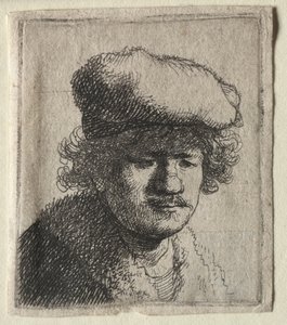 Öne Çekilmiş Kapaklı Otoportre, c. 1631. by Rembrandt van Rijn