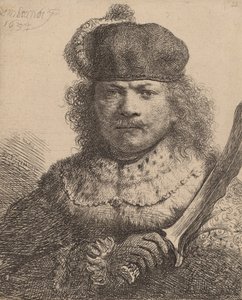 Yükseltilmiş Kılıçlı Otoportre, 1634. by Rembrandt van Rijn