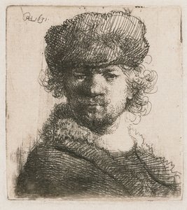 Ağır Kürk Şapkalı Otoportre Ağır Kürklü Şapkalı Otoportre: büst by Rembrandt van Rijn
