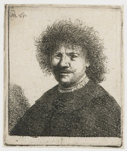 Düşen yakalı pelerinli otoportre: büst by Rembrandt van Rijn