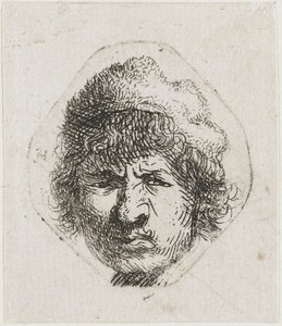 Otoportre kaşlarını çatarak, yaklaşık 1631. by Rembrandt van Rijn