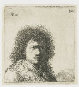 Gür saçlı otoportre: büstü by Rembrandt van Rijn