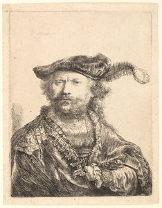 Tüylü Kadife Şapkalı Otoportre by Rembrandt van Rijn