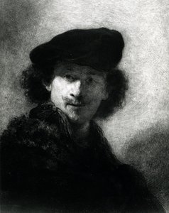Kadife Bere ile Otoportre by Rembrandt van Rijn
