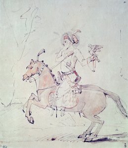 Şah Cihan at sırtında şahin (kağıt üzerinde kalem ve mürekkep ve wc) by Rembrandt van Rijn