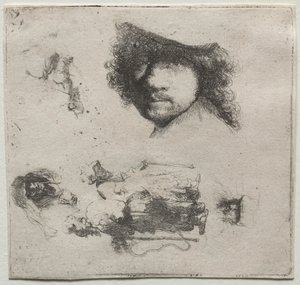 Çalışma Sayfası: Otoportre, Dilenci Çift, vb. by Rembrandt van Rijn