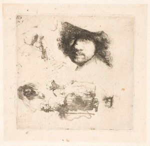 Çalışma sayfası: Rembrandt başkanı, dilenci çift, yaşlı adam ve yaşlı kadın başkanları, vb. by Rembrandt van Rijn