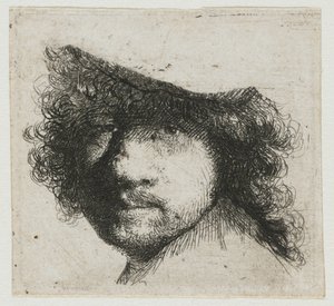 Çalışma sayfası: sanatçının başı by Rembrandt van Rijn