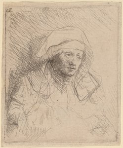 Büyük Beyaz Başlıklı Hasta Kadın (Saskia) by Rembrandt van Rijn
