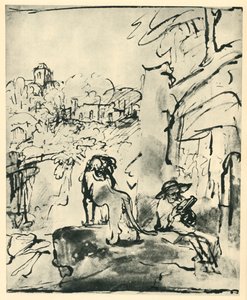 Aziz Jerome bir manzarada okuyor, 1649, 1943. by Rembrandt van Rijn