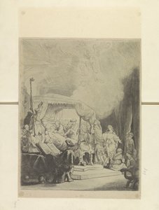 sterfbed van maria Seksen beş orijinal baskının toplanması (seri başlığı) by Rembrandt van Rijn