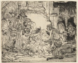 Çobanların Hayranlığı: Lamba ile by Rembrandt van Rijn
