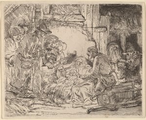 Çobanların Hayranlığı: Lamba ile by Rembrandt van Rijn