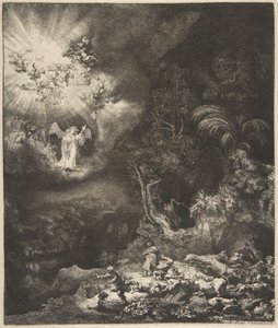 Çobanlara Görünen Melek, 1634. by Rembrandt van Rijn