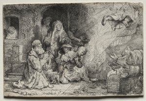 Tobit Ailesinden Ayrılan Melek by Rembrandt van Rijn