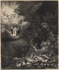 Çobanlara görünen Melek, 1634. by Rembrandt van Rijn
