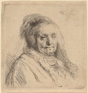 Sanatçının Annesi, Başı ve Büstü by Rembrandt van Rijn