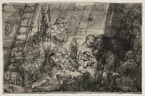 Ahırda Sünnet, 1654. by Rembrandt van Rijn