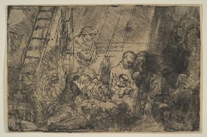 Ahırda Sünnet, 1654. by Rembrandt van Rijn