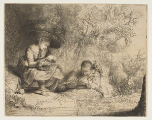 Flüt Çalan, 1642. by Rembrandt van Rijn