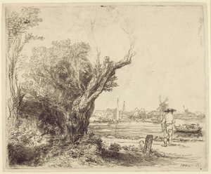 Omval, 1645 (kağıt üzerinde dağlama ve kuru nokta) by Rembrandt van Rijn