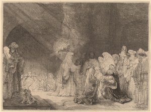 Tapınaktaki Sunum: Dikdörtgen Baskı by Rembrandt van Rijn