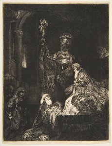 Tapınakta Karanlık Bir Şekilde Sunum, yak. 1654. by Rembrandt van Rijn