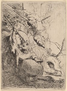 Küçük Aslan Avı (Bir Aslan ile) by Rembrandt van Rijn