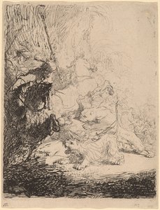 Küçük Aslan Avı (İki Aslanlı) by Rembrandt van Rijn