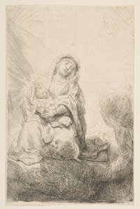 Bulutlardaki Bakire ve Çocuk, 1641. by Rembrandt van Rijn
