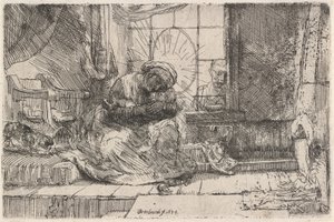 Kedi ve Yılanlı Bakire ve Çocuk, 1654. by Rembrandt van Rijn