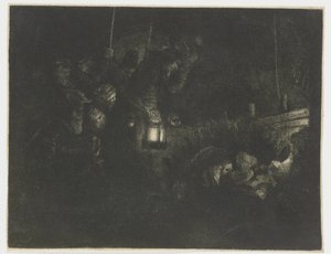 Çobanların hayranlığı: bir gece parçası by Rembrandt van Rijn