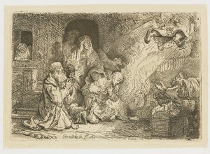Tobias'ın ailesinden ayrılan melek by Rembrandt van Rijn