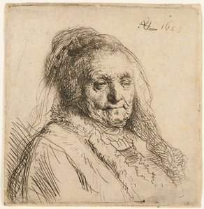 Sanatçının annesi, başı ve büstü, 1628. by Rembrandt van Rijn