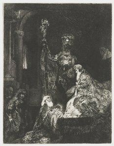 Tapınakta karanlık bir şekilde sunum by Rembrandt van Rijn