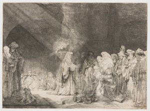 Tapınaktaki sunum: dikdörtgen baskı by Rembrandt van Rijn