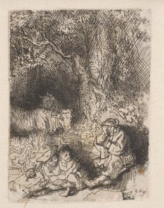 uyuyan çoban by Rembrandt van Rijn