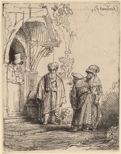 Üç Doğu Figürü (Yakup ve Laban?) by Rembrandt van Rijn