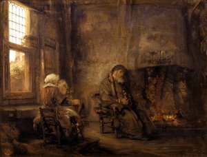 Tobit ve Anna oğullarının dönüşünü bekliyorlar, 1659 by Rembrandt van Rijn