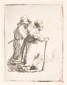 İki serseri, bir erkek ve bir kadın by Rembrandt van Rijn