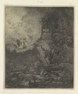 Verkondiging ve çobanlar Seksen beş orijinal baskının toplanması (seri başlığı) by Rembrandt van Rijn