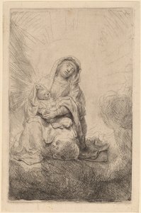Bulutlardaki Bakire ve Çocuk by Rembrandt van Rijn