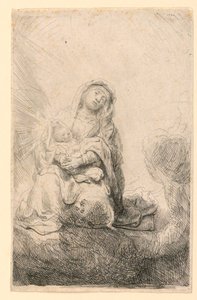 Bulutlardaki Bakire ve Çocuk by Rembrandt van Rijn