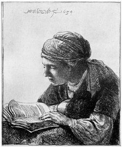 Kadın Okuma, 1634, 1912. by Rembrandt van Rijn