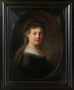 Fantezi kostümlü genç kadın by Rembrandt van Rijn