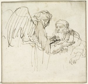 Zacharias and the Angel, c.1635  by Rembrandt van Rijn