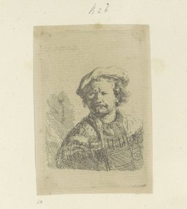 Bere ve süslü pelerinli otoportre Recueil de quatre-vingt-cinq estampes orijinalleri (seri başlığı) by Rembrandt van Rijn